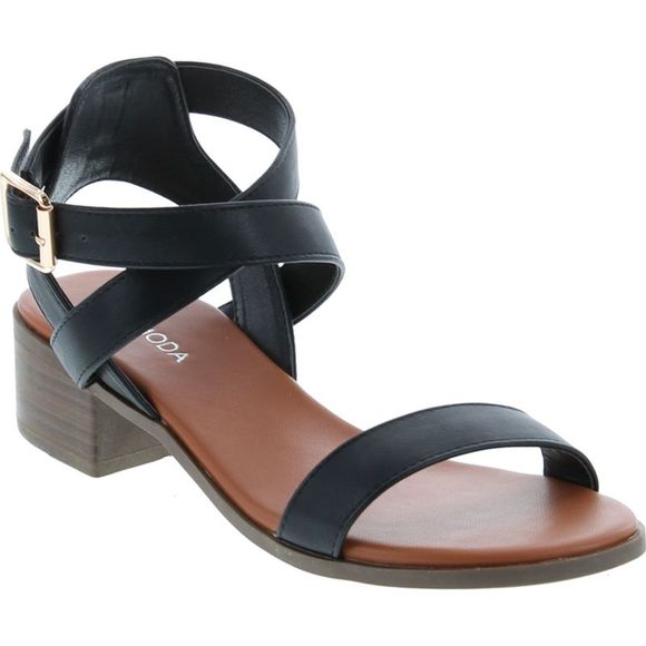 Top Moda Vision-75 Black Pu Womens sandals 8.5 NEW - Picture 1 of 8